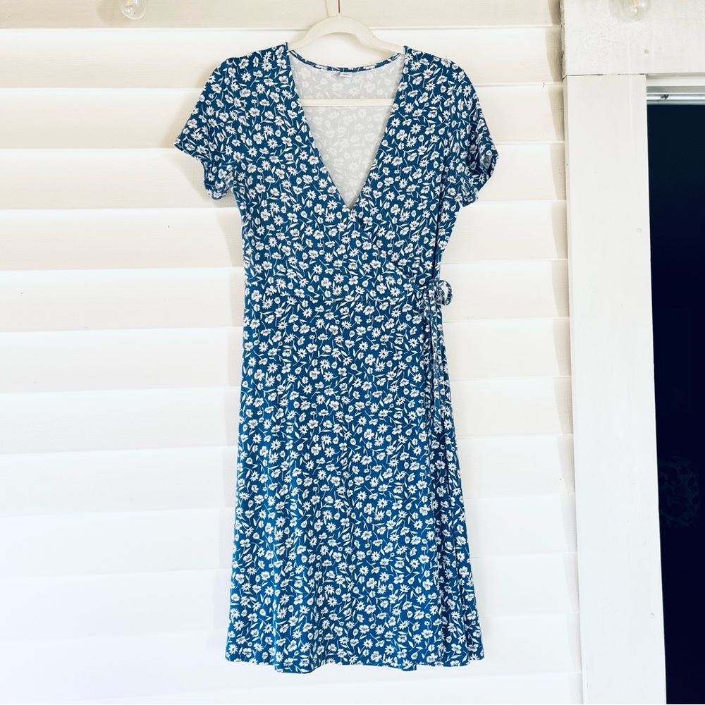 Old Navy Blue Midi Wrap Sundress